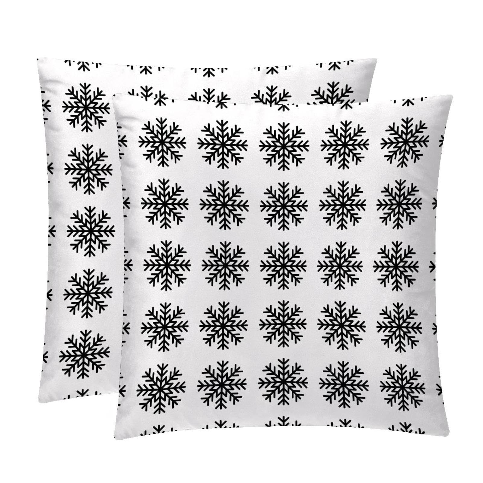 TDGKPZ Snowflake Throw Pillow Cases 2 Pack Pillowcases Zipper Cushion Covers For Bedroom Living Room 40x40cm