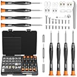 JOREST Eyeglass Repairing Kit, Eyeglass Repair Tool Kit including Small Screws, Nose Pads, Tweezer, Cleaning Cloth and Precision Screwdrivers Suitable for Eyeglasses, Sunglasses, and Rimless Glasses