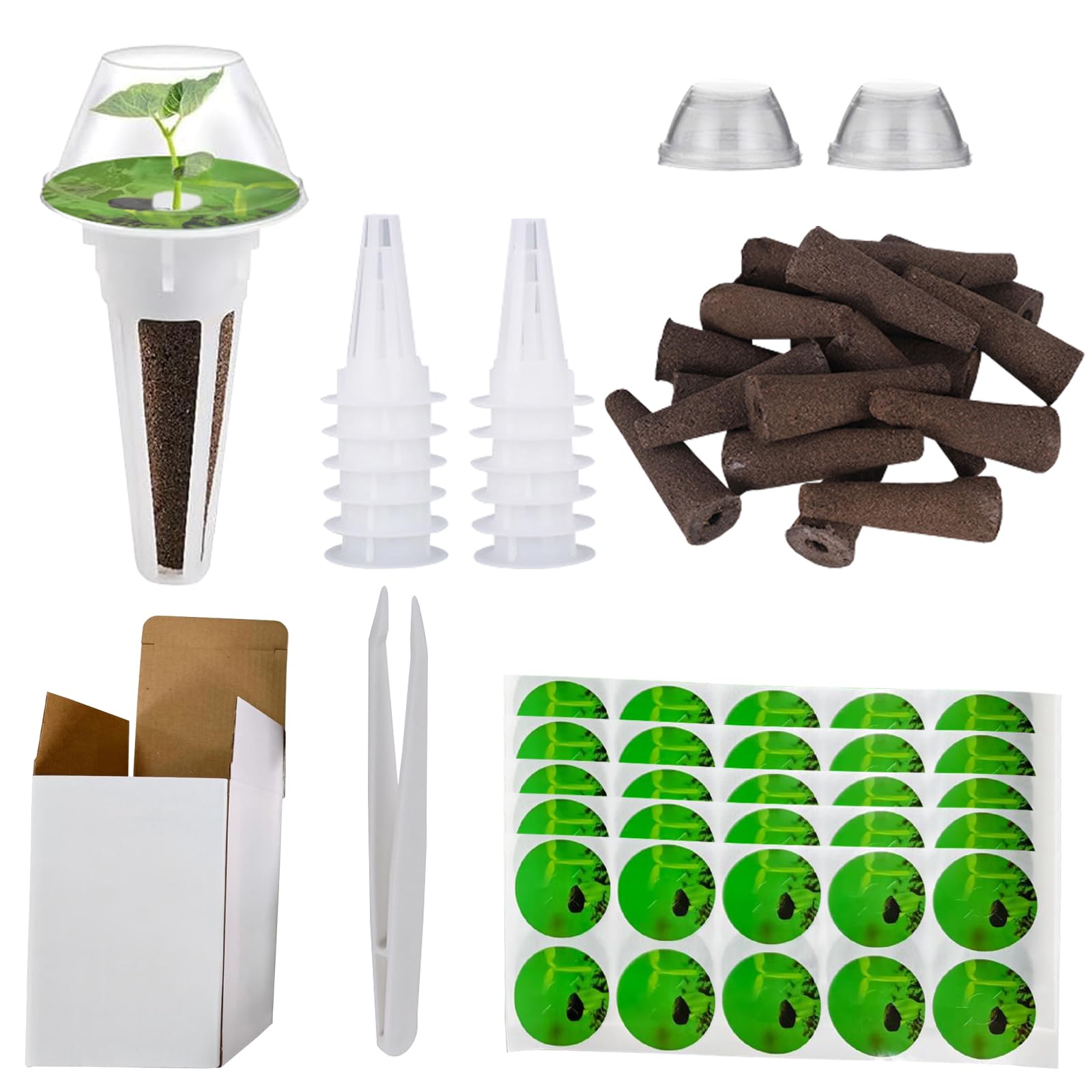 125PCS Hydroponics Growing Kit, Hydroponic System with Accessories 50 Grow Sponges & 50 Labels,12 Grow Baskets & 12 Domes, 1 Tweezer Ideal for Home Gardeners, Vegetable, Flower Enthusiasts (A)