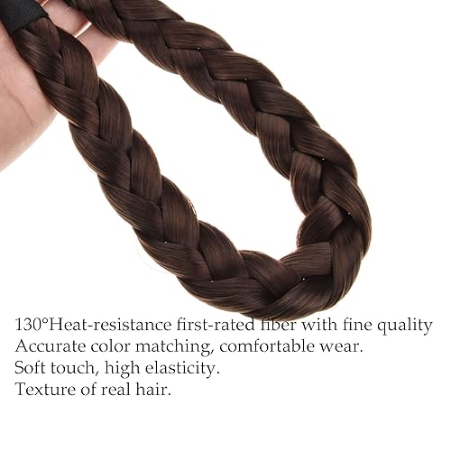 Miniatura 10 de TOECWEGR Diadema trenzada de 3 hebras sintéticas trenzadas para el cabello, diademas elásticas para el cabello trenzado, pieza para el cabello,