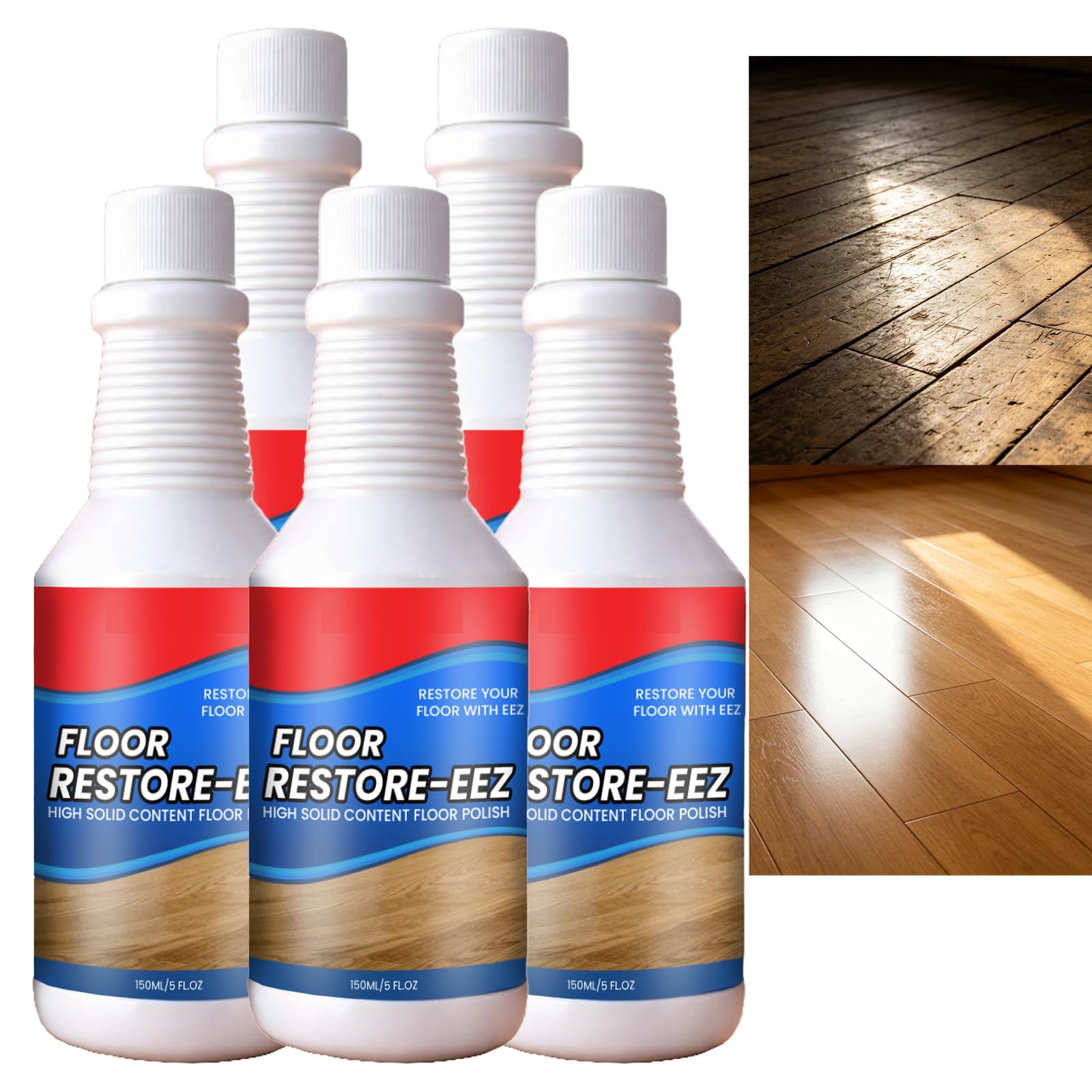 Pulidor y restaurador de suelos multisuperficie, limpio, abrillantador y restaurador de madera y suelos de madera dura, limpiador de madera y restaurador, muebles de madera dura de brillo rápido (5