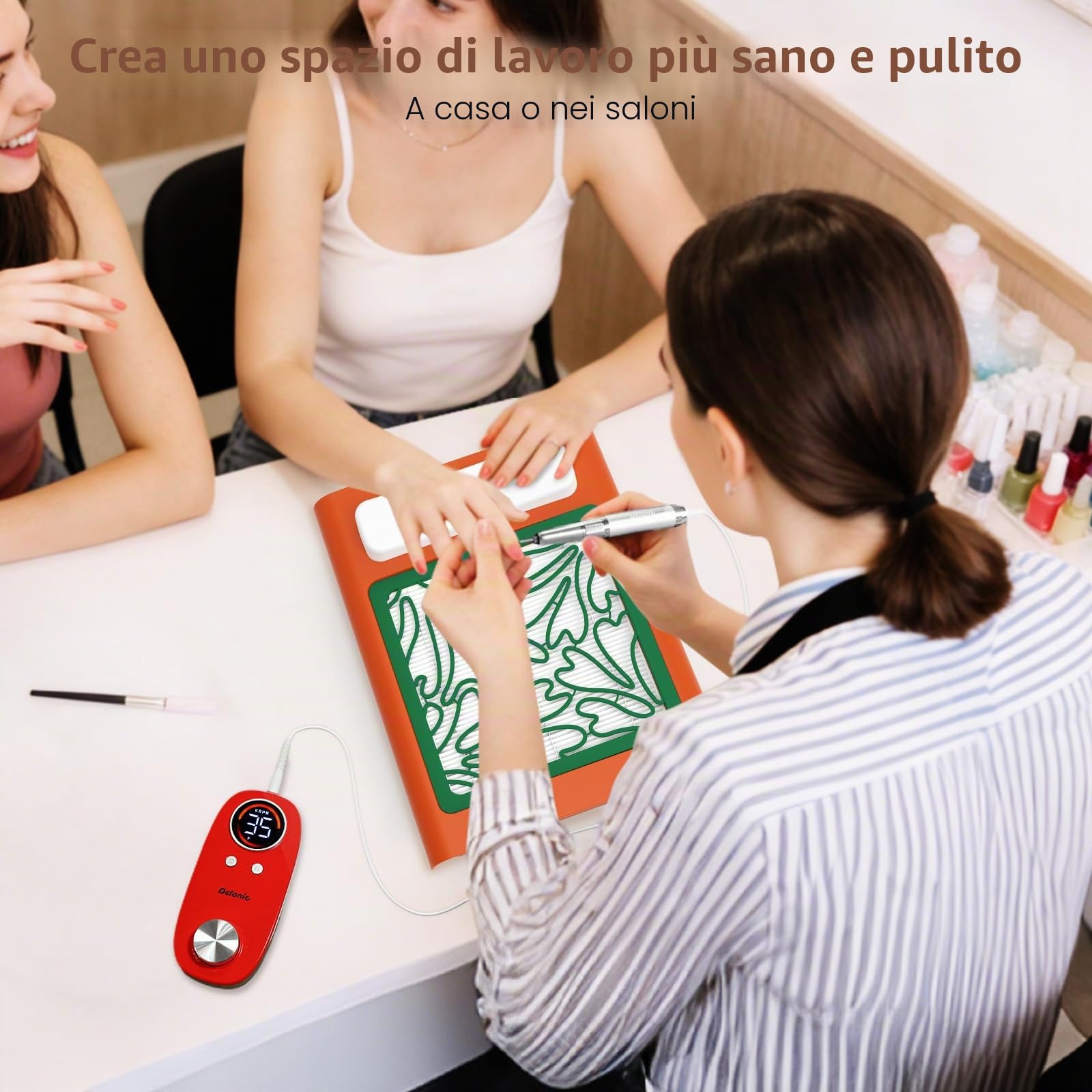 Delanie Aspirapolvere per Unghie Professionale Ricaricabile con Filtro Riutilizzabile, Aspirapolvere per Unghie Elettrico Senza Fili per Smalto Acrilico, a Bassa Rumorosità, Uso In Casa e In Soggiorno