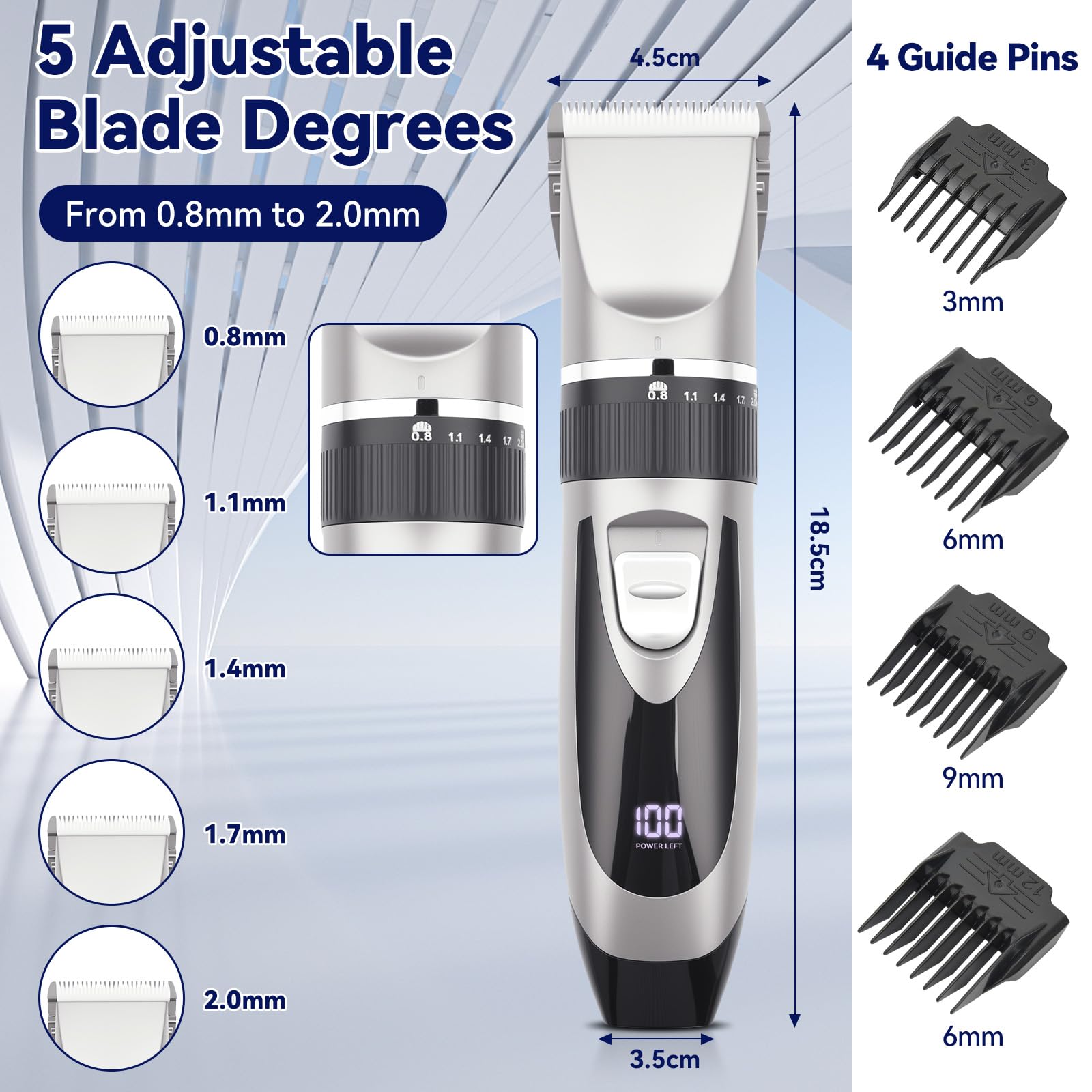 OTraki Maquina de Cortar Pelo Hombre, Maquina Afeitar Hombre, Hair Trimmer Inalámbrico con 4 Peines de Guía y Carga USB para Barbería y Uso en el Hogar, Negro