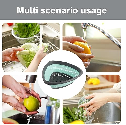 Miniatura 2 de Colador plegable, colador plegable, colador plegable triangular, cuenco de lavado multifuncional, cesta de colador plegable, colador de cocina