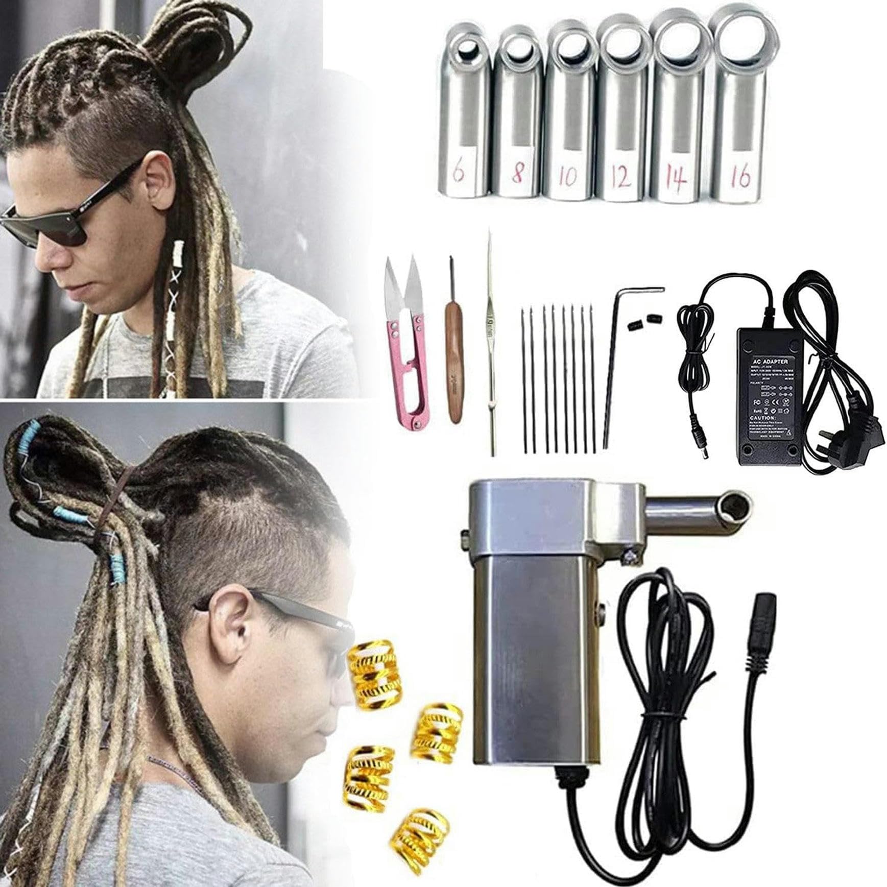 Machine à dreadlock électrique en acier inoxydable pour tresses de 6 à 16mm