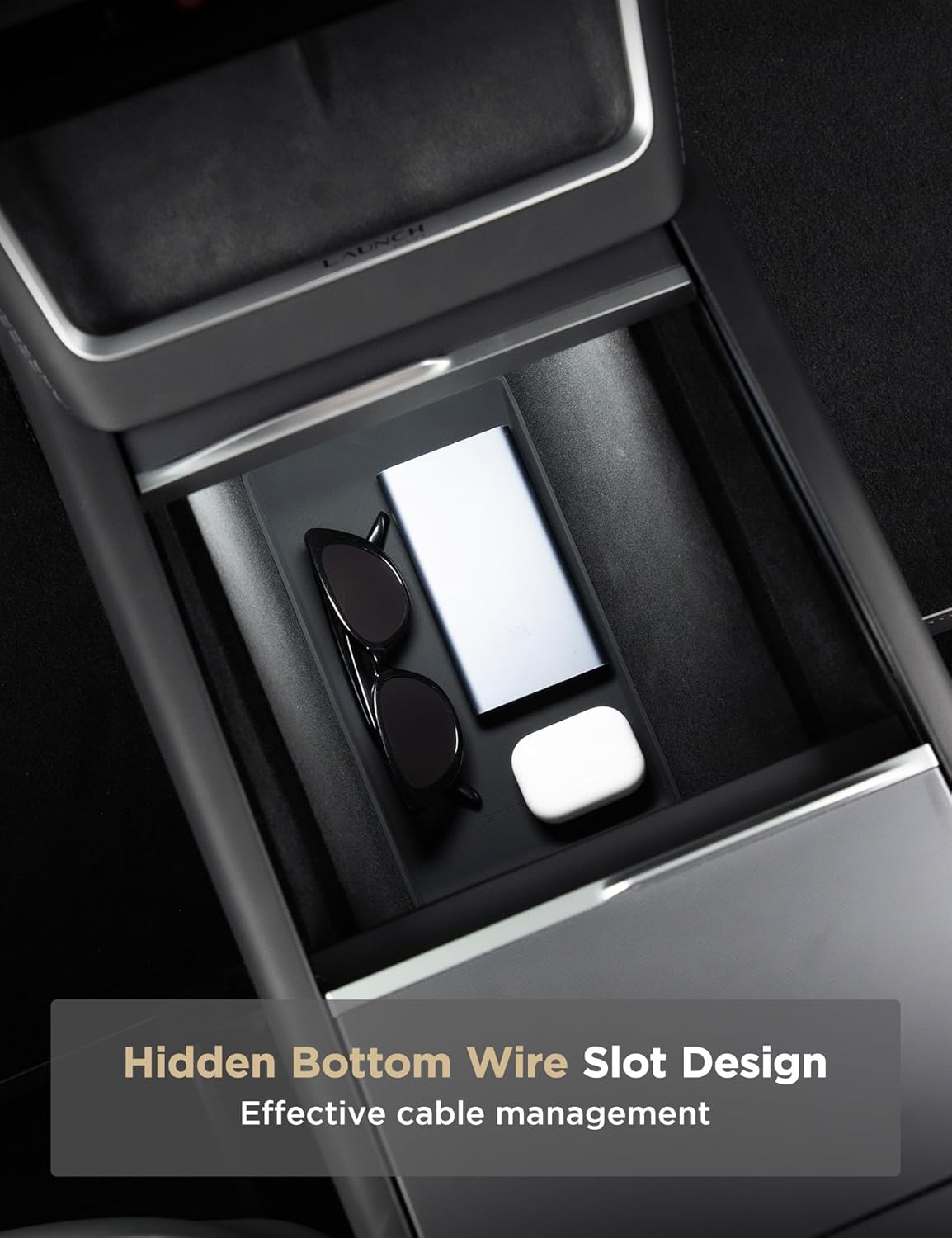 TPARTS Center Console Armrest Bottom Pad for Tesla Model Y Juniper 2026 2025, Full Coverage Silicone Storage Mat Organizer Tray Refresh Interior Accessories (Premium/Performance)