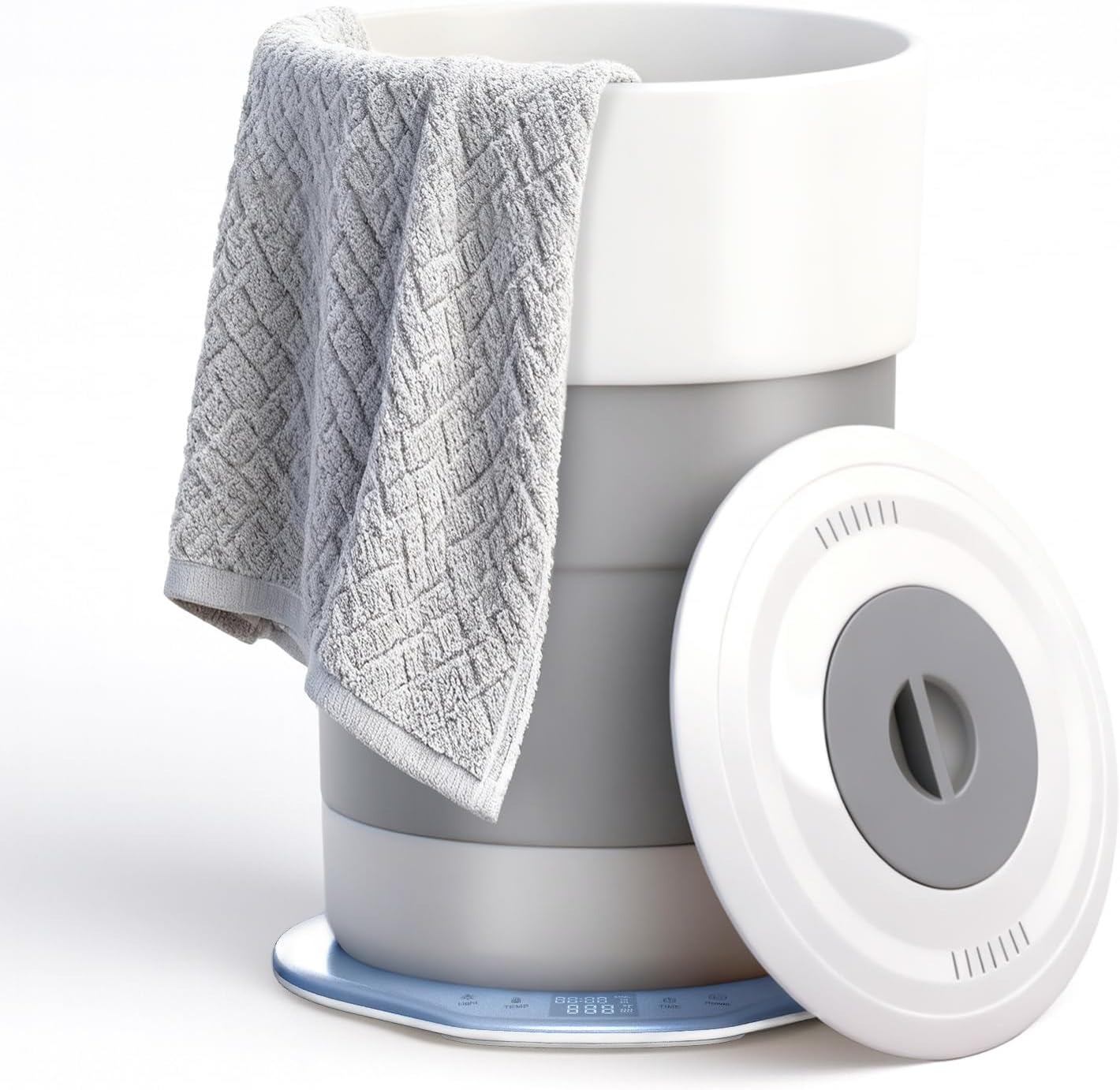 Towel Warmer, 23L Towel Warmer Bucket with Time Setting, Auto Shut-Off, Retractable Portable, Fits Up to Two Large Towels, Bathrobes, Blankets, PJ's and More