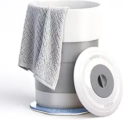 Aquecedor de toalhas, balde de aquecedor de toalhas de 23L com ajuste de tempo, desligamento automático, portátil retrátil, cabe até duas toalhas grandes, roupões de banho, cobertores, pijamas e mais