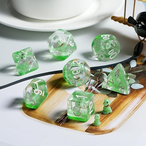 Miniatura 167 de DNDND - Juego de dados DND de resina de 7 piezas con bolsa de terciopelo para juegos de rol D&D y juegos de mesa