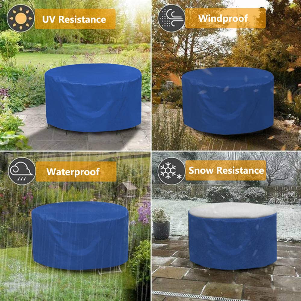 Copertura Impermeabile Per Mobili Da Giardino Rotondi - 800D Resistente Ai Raggi UV, Diametro 240x71 Cm, Protezione Da Pioggia E Vento