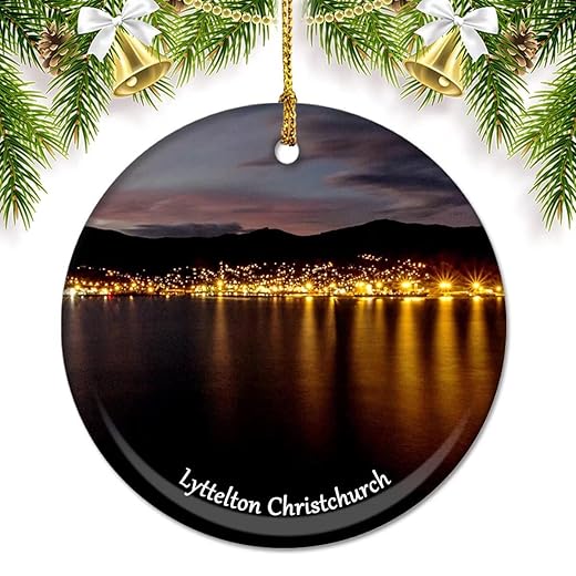 New Zealand Lyttelton Christchurch Christmas Ornaments for Tree Ceramic Pendant Double Sided Ornament Decor Xmas Gifts Porcelain Travel Souvenirs