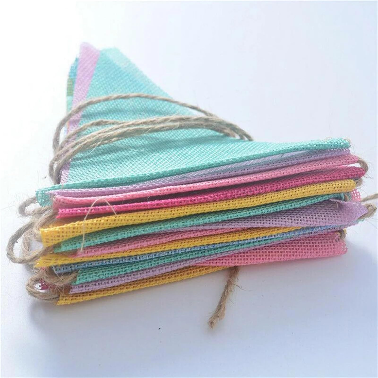 Wimpelkette, 10 Stück, 4 m, 12 Flaggen, bunt, Leinen, Wimpelkette, Banner, Geburtstag, Hochzeit, Weihnachten, Party, Dekoration, Wimpelkette zum Aufhängen