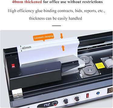 KEhtu 40MM Wireless Automatic Hot Melt Glue Binding Machine, A4 Tender Book Document Binding Machine, Efficiency: 250 Books/Hour, Milling-Free Function, Adjustable Spine Radius