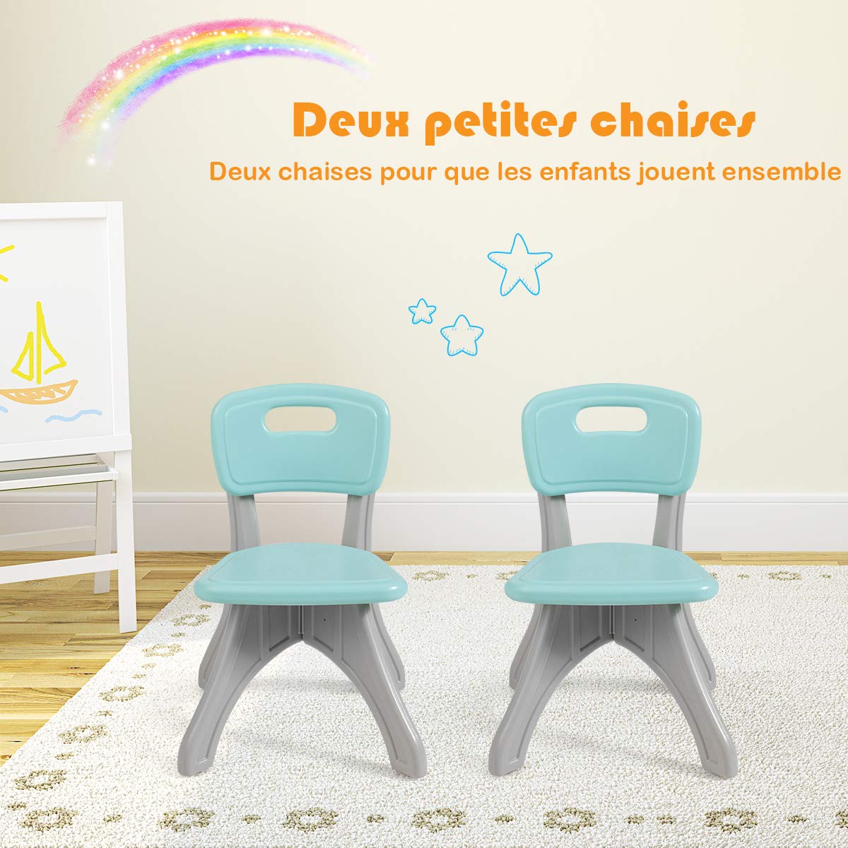 Table Enfant Avec 2 Chaises En PE – 4 Boîtes De Rangement Amovibles – Charge 80 Kg – Pour 2-6 Ans – Rose – Assemblage Facile