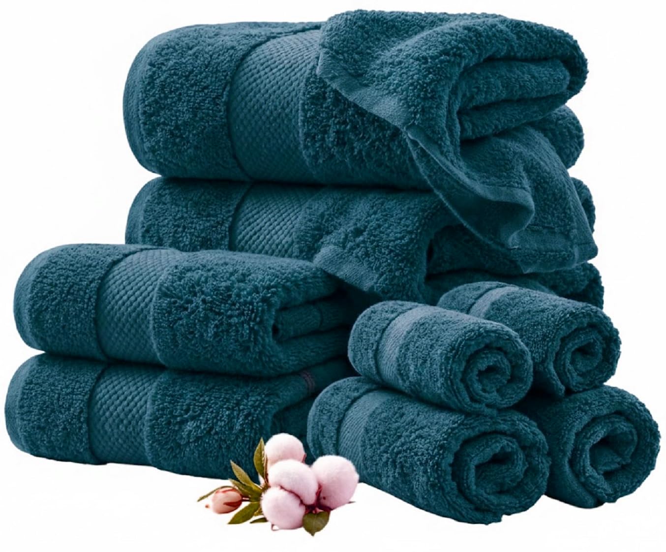 EDB Soft Towels 800-GSM Luxury Face Cloth Hand Towel 100% Egyptian Cotton Hotel & Spa Quality Bath Towels Set Large Jumbo Bath Sheet Quick Dry Towels Bale Set (Blue Lagoon, 2x Face Cloth)