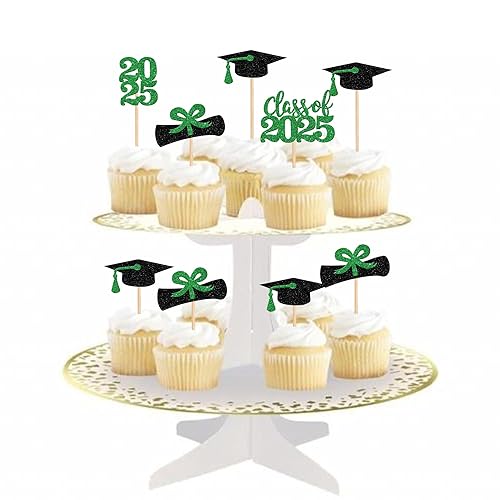 Miniatura 72 de 36 piezas con purpurina 2025 temática de graduación 2025 para cupcakes para diploma de clase de 2025, para graduación de clase de 2025, suministros