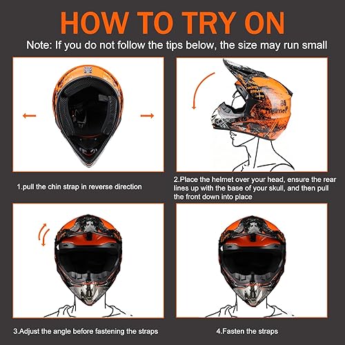 Miniatura 7 de Uchoose Youth Dirt Bike Helmet DOT Approved Dirtbike Helmets for Kids ATV Helmets with Goggles, Gloves & Mask, for Dirt Bike, ATV, BMX Off-Road