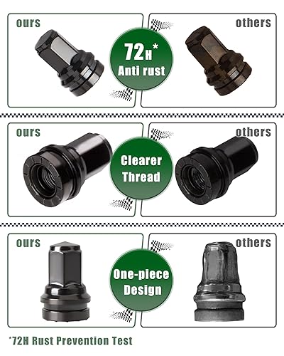 Miniatura 3 de Tuercas de llanta negras de 14 x 1.5 pulgadas, 32 tuercas de rosca M14x1.5 OEM HCPZ-1012-B HCPZ-1012-A para Ford F250 F350 Super Duty 2017-2024,