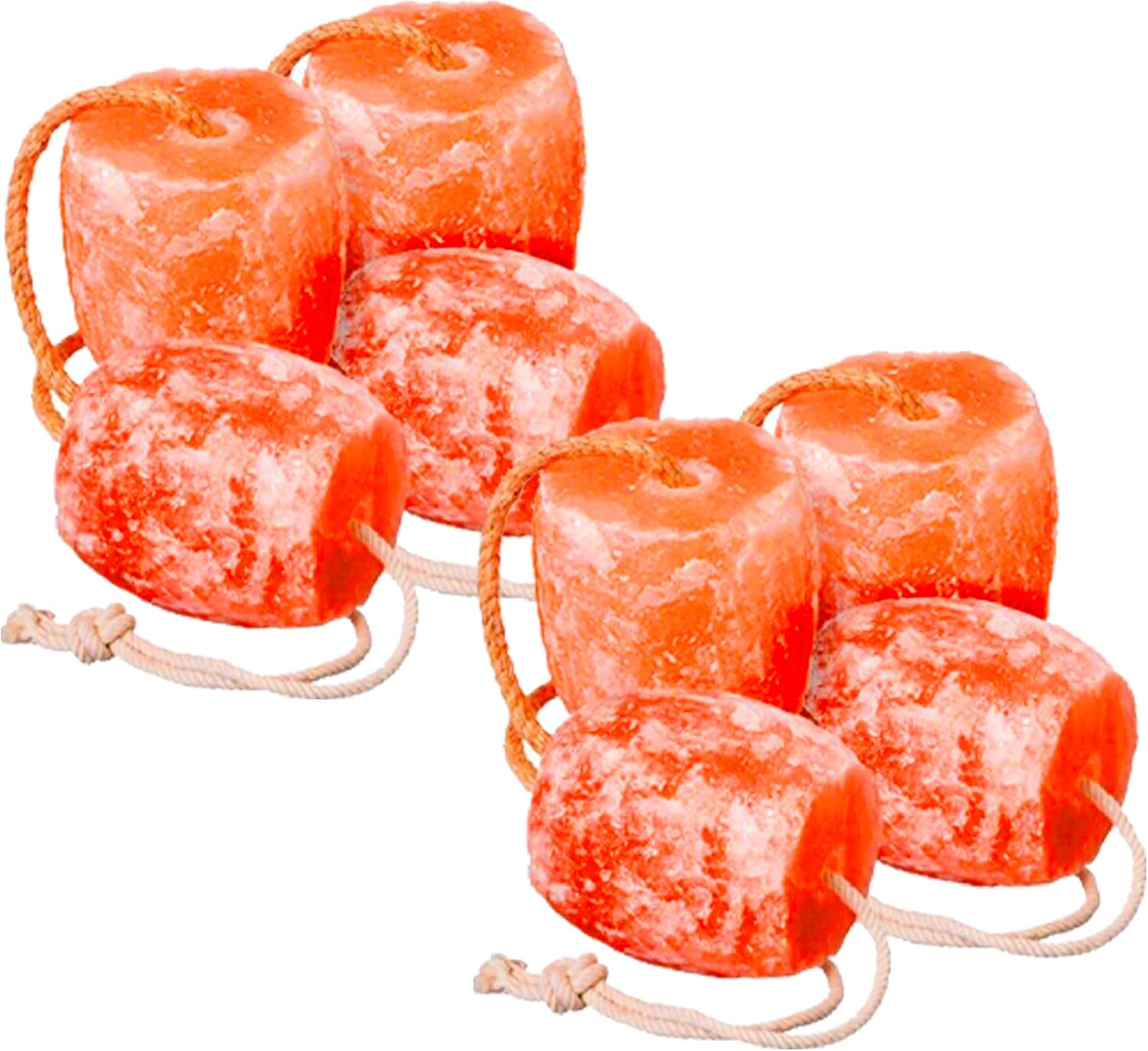 Himalayan Pink Salt, Mineral Salt Block on Rope, 100% Organic Pink Salt for Horses, Cows, Deer, and Other Livestock - Approximately 18 lbs (Pack of 4)