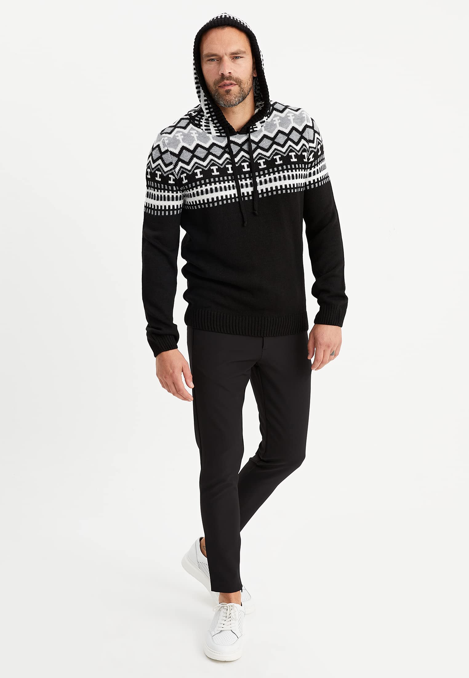 Leif Nelson - Maglione norvegese da uomo. con cappuccio