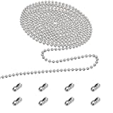 #10 Beaded Ball Chain (4.5mm) - 16.4 Feet Stainless Steel Bead Pull Chain & 8pcs Connector Clasps for Window Roller Chain, Dog Tag Chain, Fan Pull Chain, DIY Projects, Plumbing and Equipment Labeling