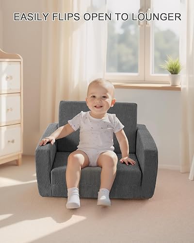 Miniatura 4 de Toddle & Silla para niños, sofás suaves 2 en 1 que se pliegan, sillas para niños pequeños cómodos de 1 a 3 años de edad, sofá convertible para