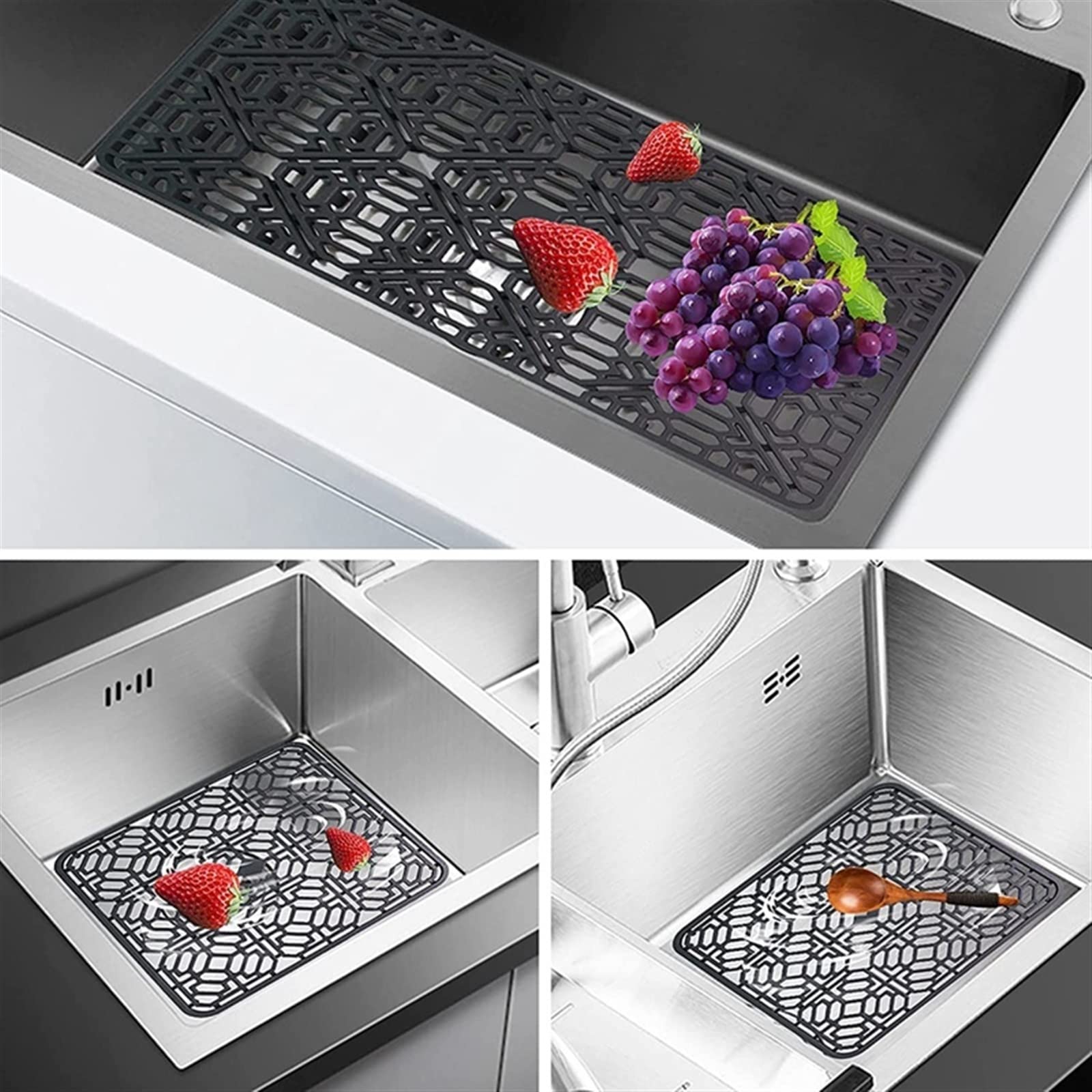 Protectores de Lavabo de Cocina de Silicona, Estera del Fregadero silicón for el tamaño a Prueba de Calor los 40.5x27.3x1cm fregaderos Acero Inoxidable y la Porcelana