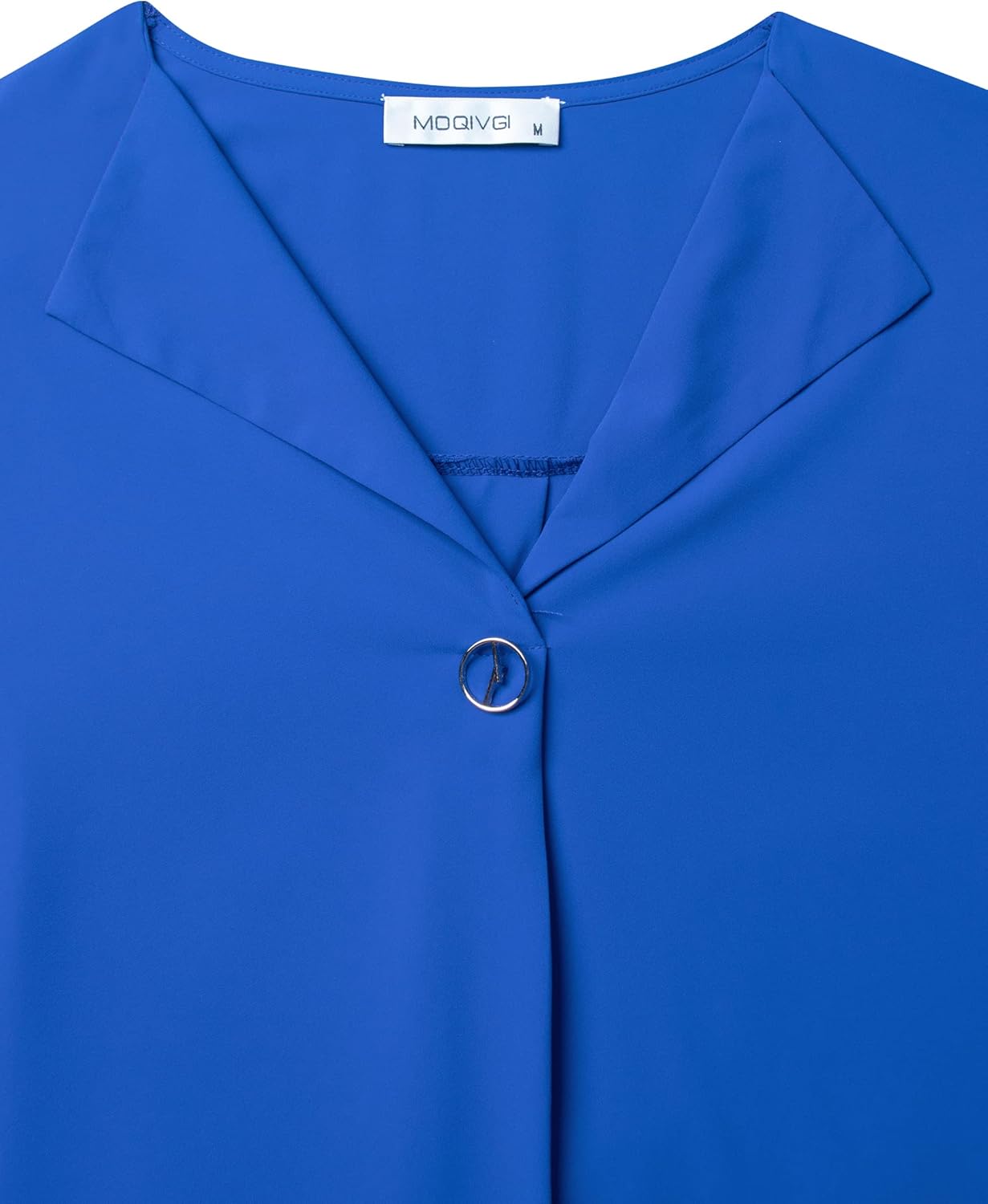 MOQIVGI Womens Roll Up 3/4 Sleeve Chiffon Blouses Trendy Dressy Work Casual V Neck Tops - Image 5