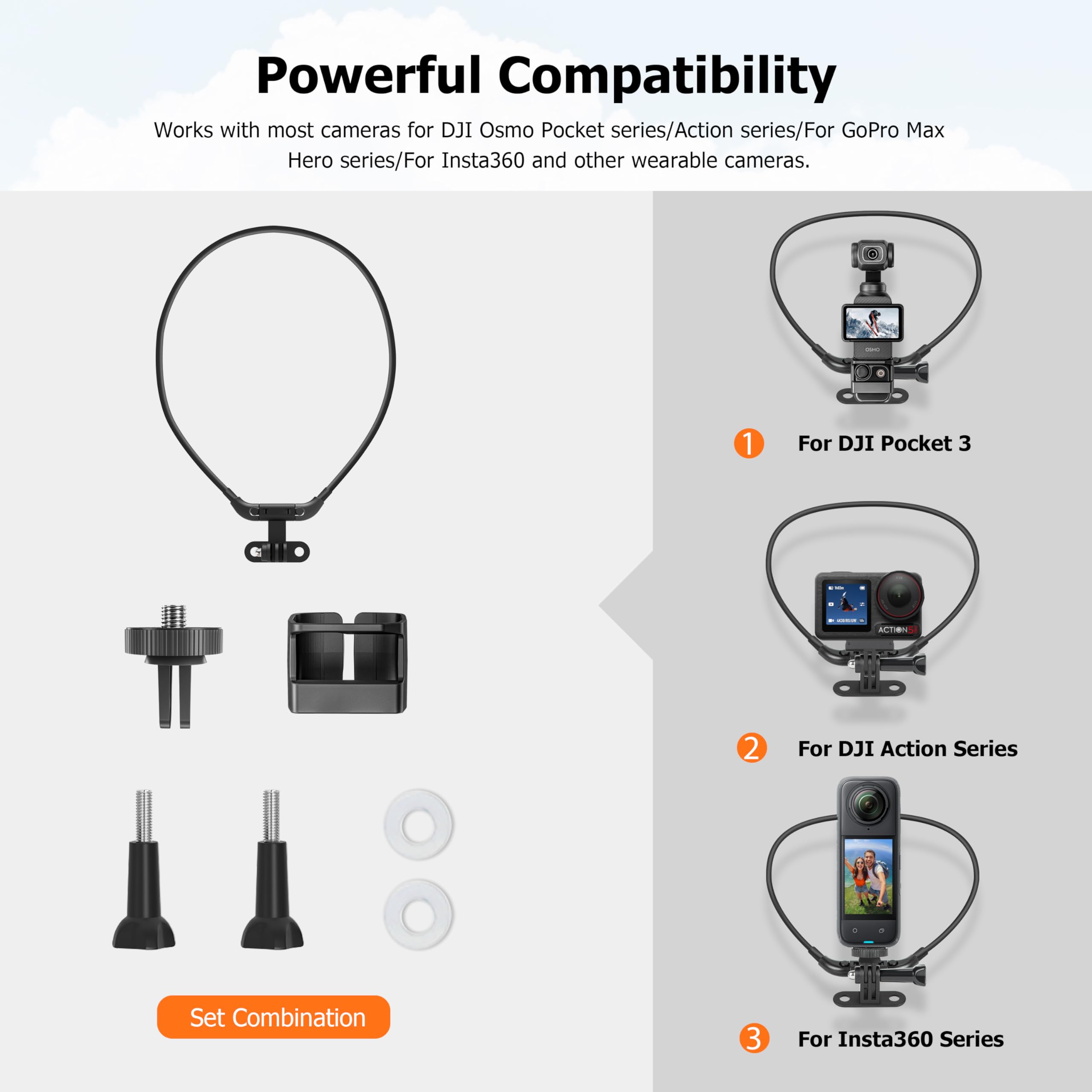 JJC Support De Cou Magnétique POV Avec Sangle De Poitrine De