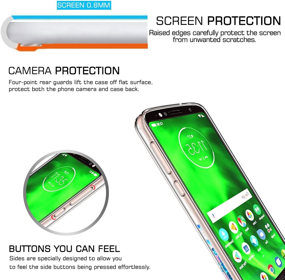 LeYi for Moto G6 Glitter Case with HD Screen Protector for Girls Women, Shiny Bling Moving Liquid Quicksand Clear TPU Protective Phone Case for Motorola Moto G6 Blue