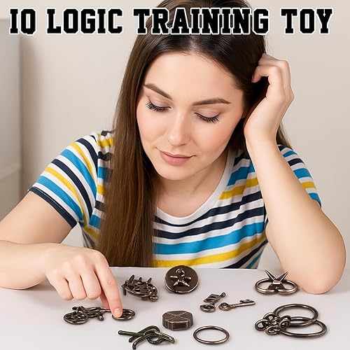 Miniatura 7 de Wettarn Rompecabezas de metal de acero 3D para adultos, juego de desbloqueo, educación de inteligencia intelectual, lógica, prueba de lógica