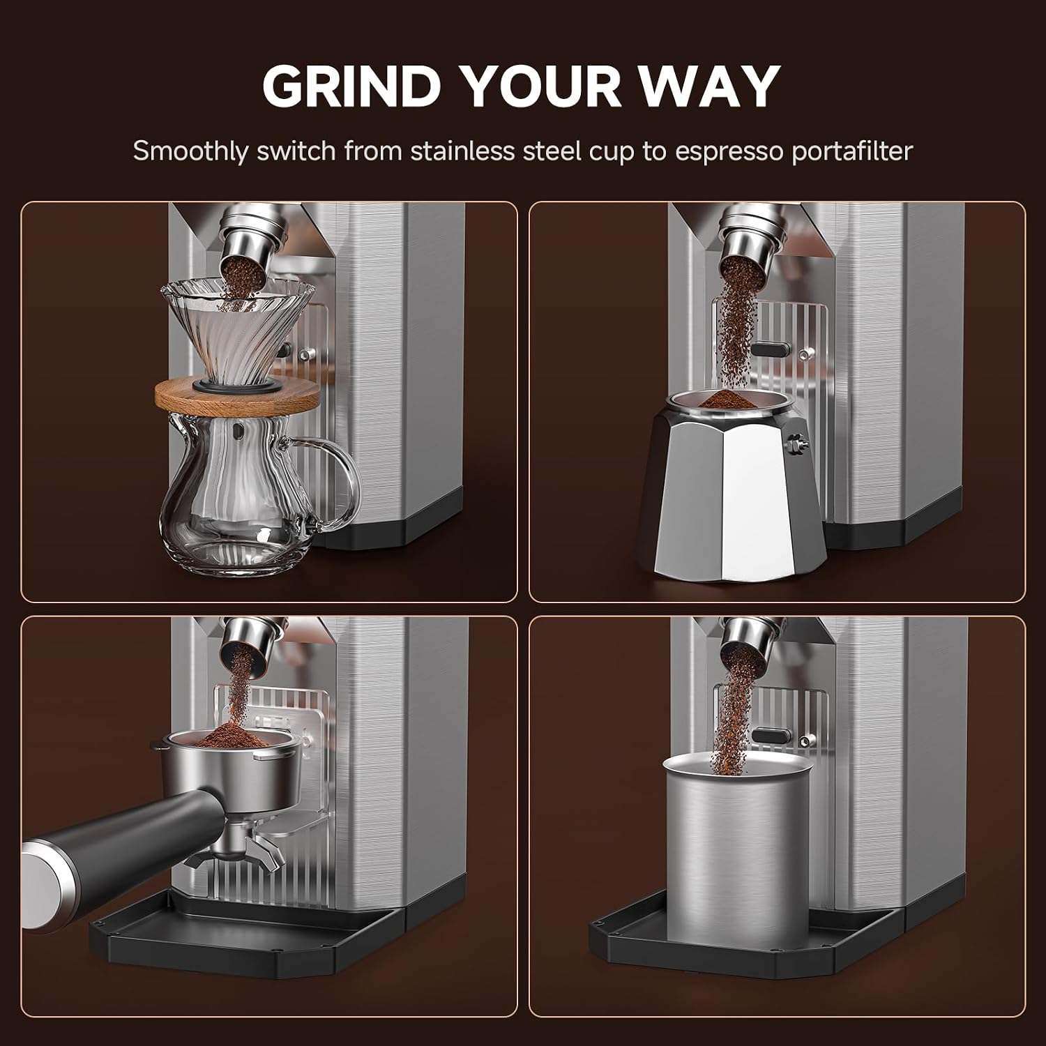 Burr Coffee Grinder with 45 Precision Settings, Anti-Static Technology, 40mm Conical Burr, Touchscreen Control, 300g Hopper, for Espresso to French Press, Silver