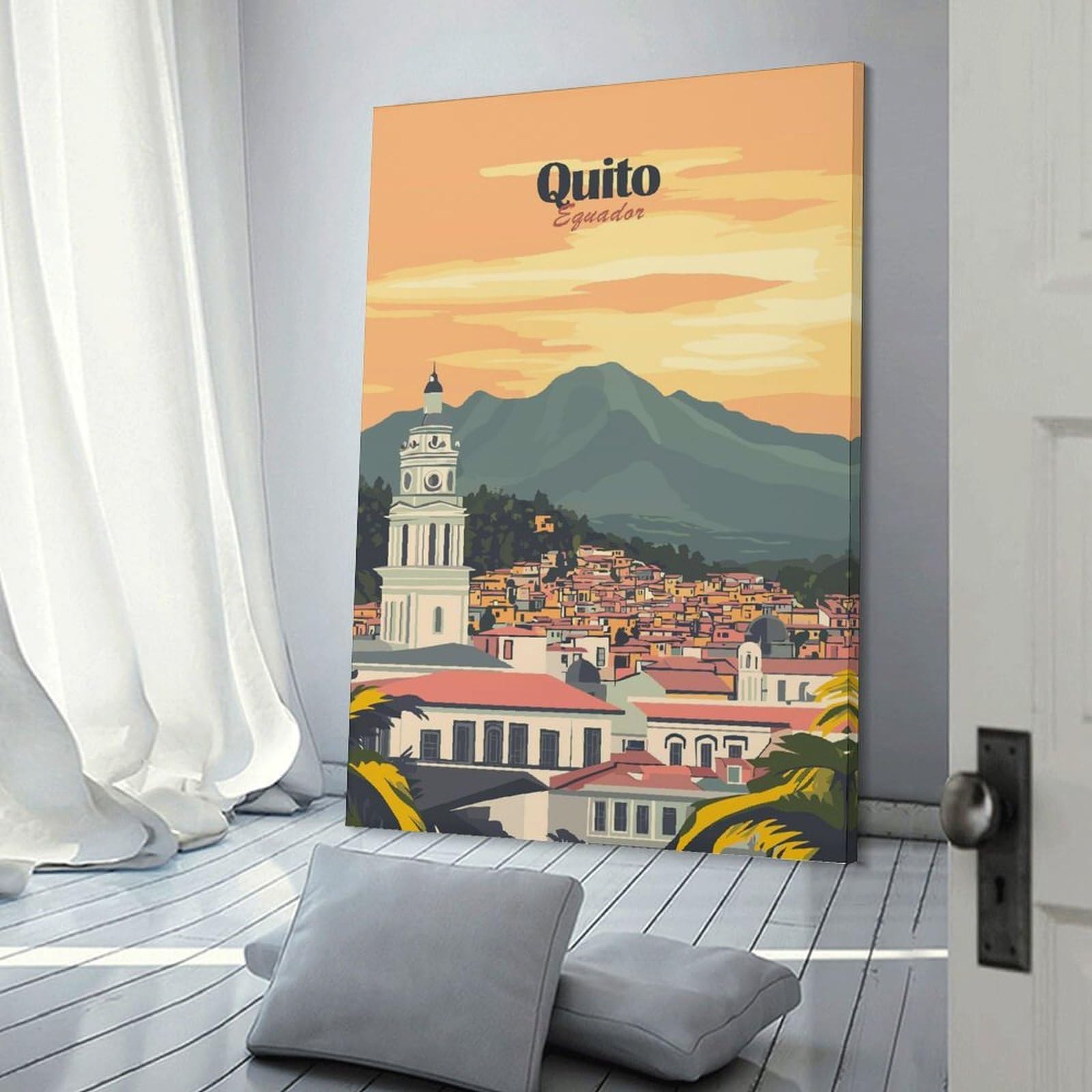 Junmoney Quito Ecuador Cityscape Travel Home Decor Wall Art 12x18inch(30x45cm), for Art Walls, Layered Displays Or Homes, A Versatile Canvas Print for Layering