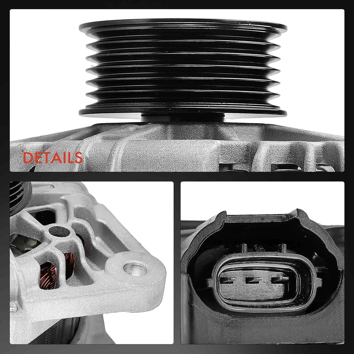 A-Premium Alternator Compatible with Hyundai Accent 2012-2017 L4 1.6L, Veloster 2012-2017 L4 1.6L & Kia Rio 2012-2013 L4 1.6L, 12V 90A CW 6-Groove Pulley, Replace# 37300-2B510, 37300-2B300, 2607372
