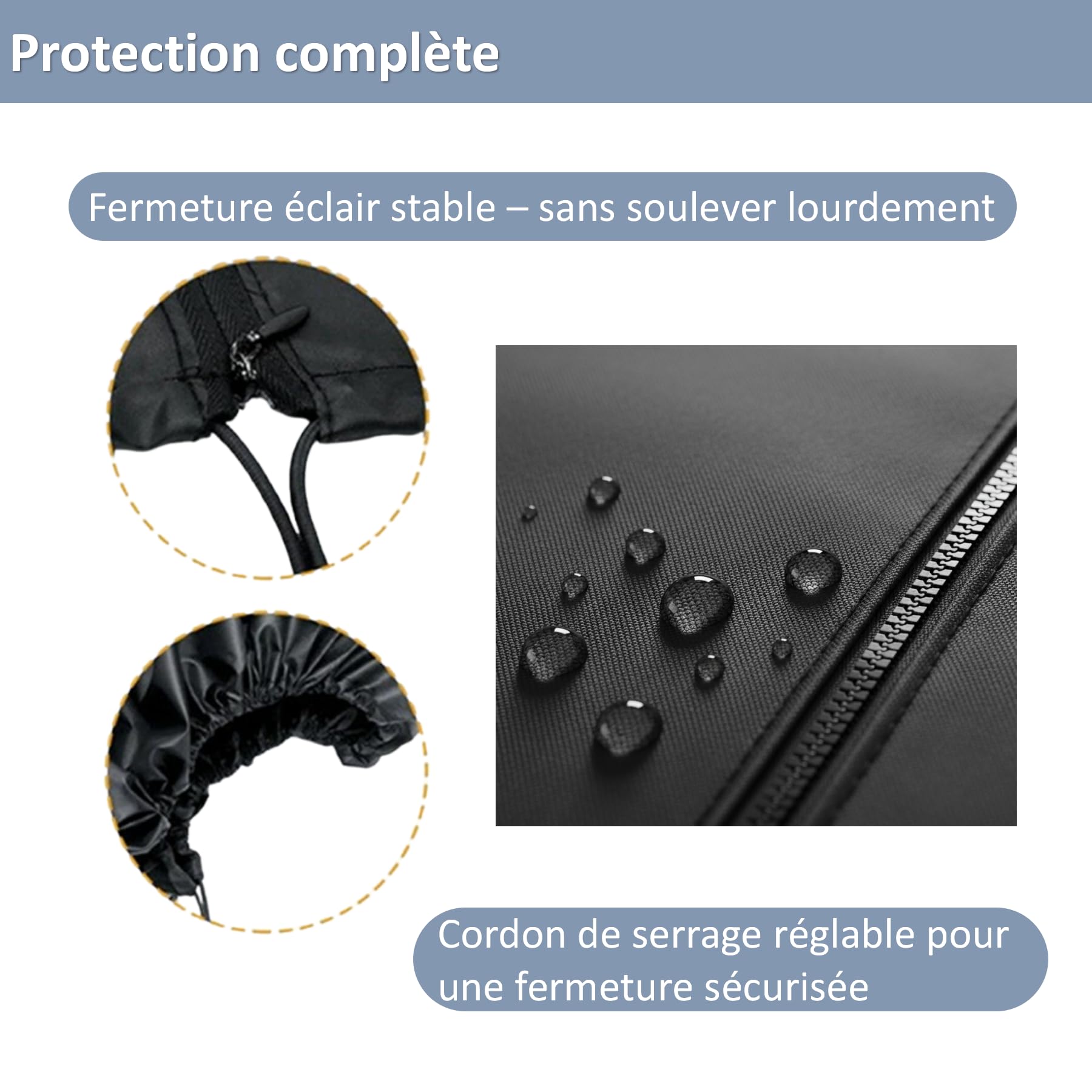 Housse de Protection pour 4 Pneus (18-22 Pouces) – Protection Robuste 570g en Oxford 420D – Housse de Rangement Imperméable avec Fermeture Éclair et Cordon de Serrage