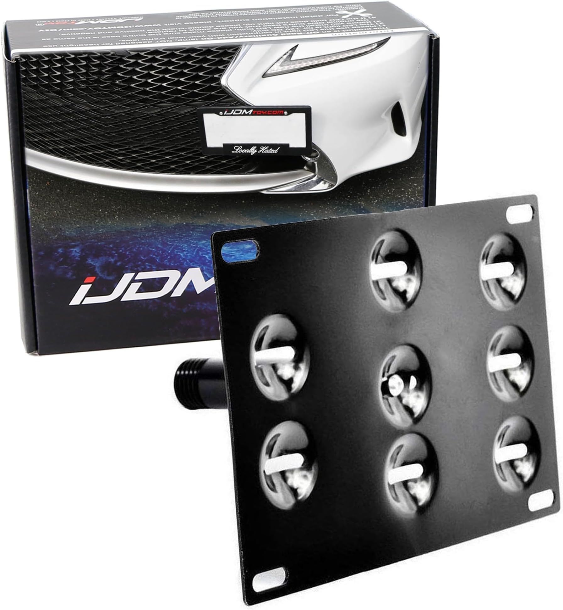 iJDMTOY No Drill Front Bumper Tow Hook License Plate Mounting Bracket Adapter Kit Compatible with Lexus ISF RC200t RC250 RC300 RC350 RC-F GS350 GS460 GS450h RX LS etc