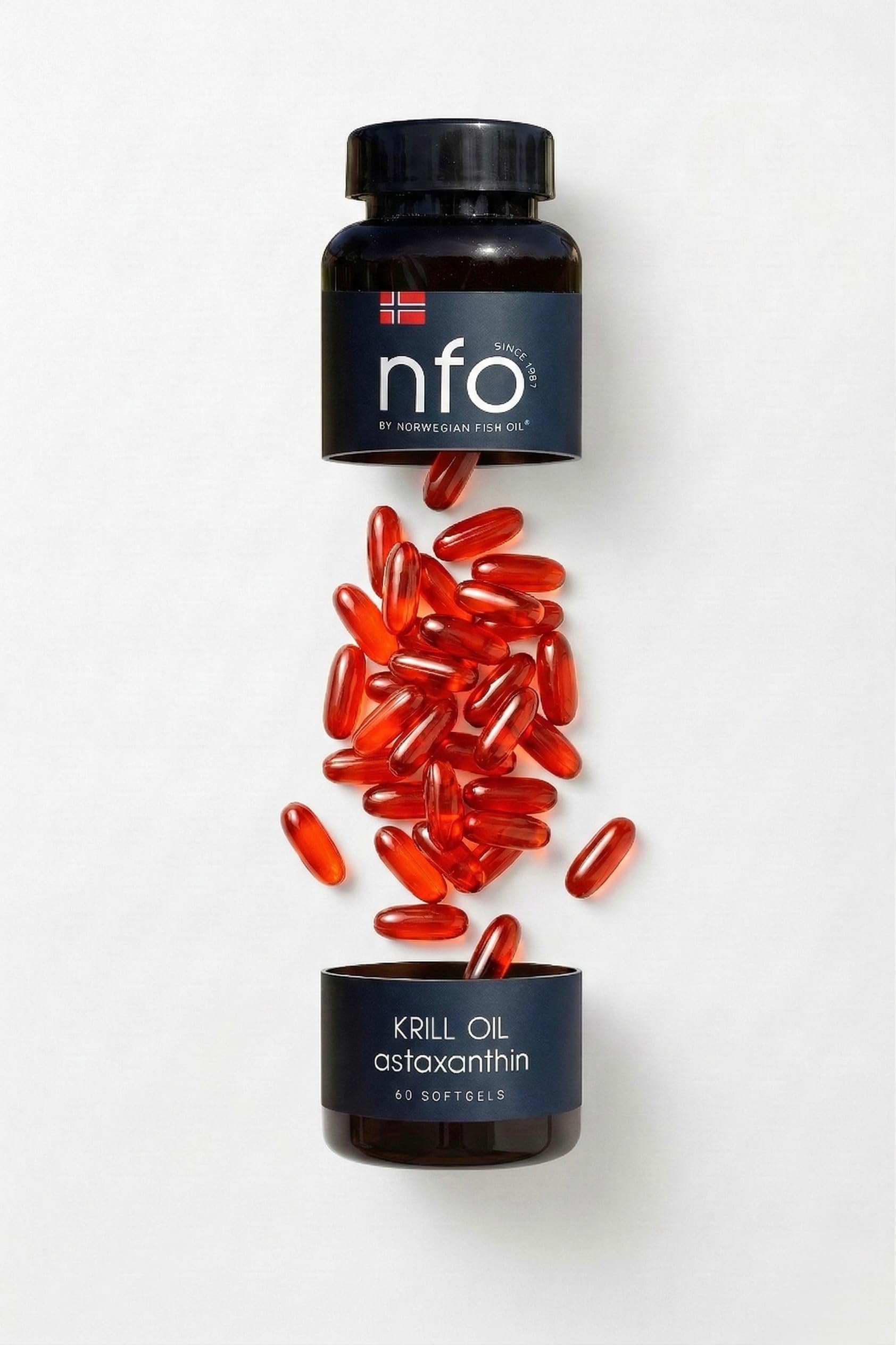 NFO Omega 3 Krill Oil – 60 Kapseln | Premium Krillöl mit Astaxanthin | Phospholipid Form mit EPA DHA | Sehr Gute Aufnahme | Norwegen Antarktis