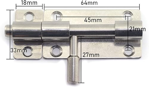 Miniatura 2 de Tegg Paquete de 1 pestillo de barril de puerta de 3 pulgadas 304 de acero inoxidable con cerradura de perno deslizante de seguridad para el hogar