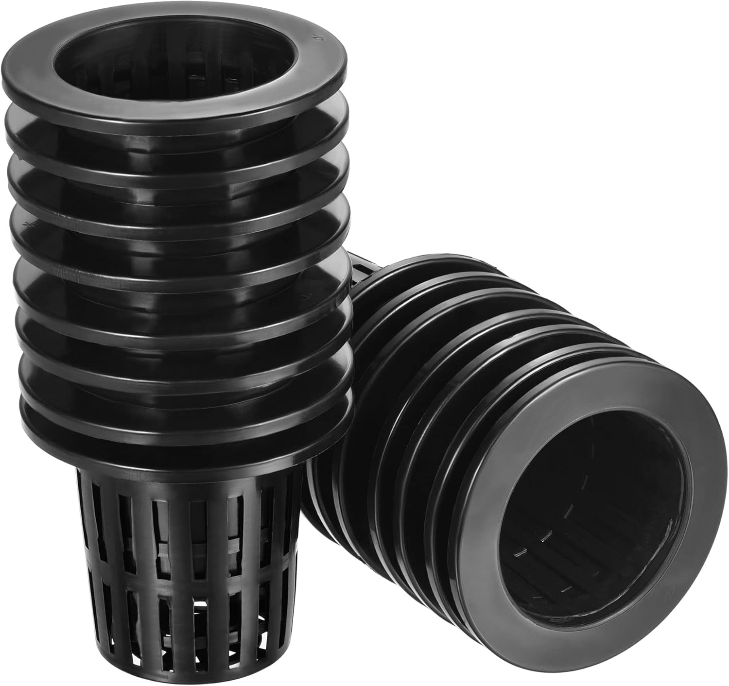 MECCANIXITY Garden Slotted Mesh Cups Hydroponic Net Pots Plastic 5 Inch OD, Suitable for Home Vegetable Flower Planting, Black 15pcs,3.94inch ID