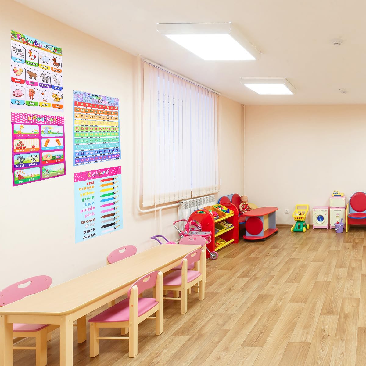 HOMOBABE Affiches Éducatives Maternelle Résistantes à L'usure 14pcs en Papier Synthétique Amélioration Reconnaissance des Couleurs pour Chambre de