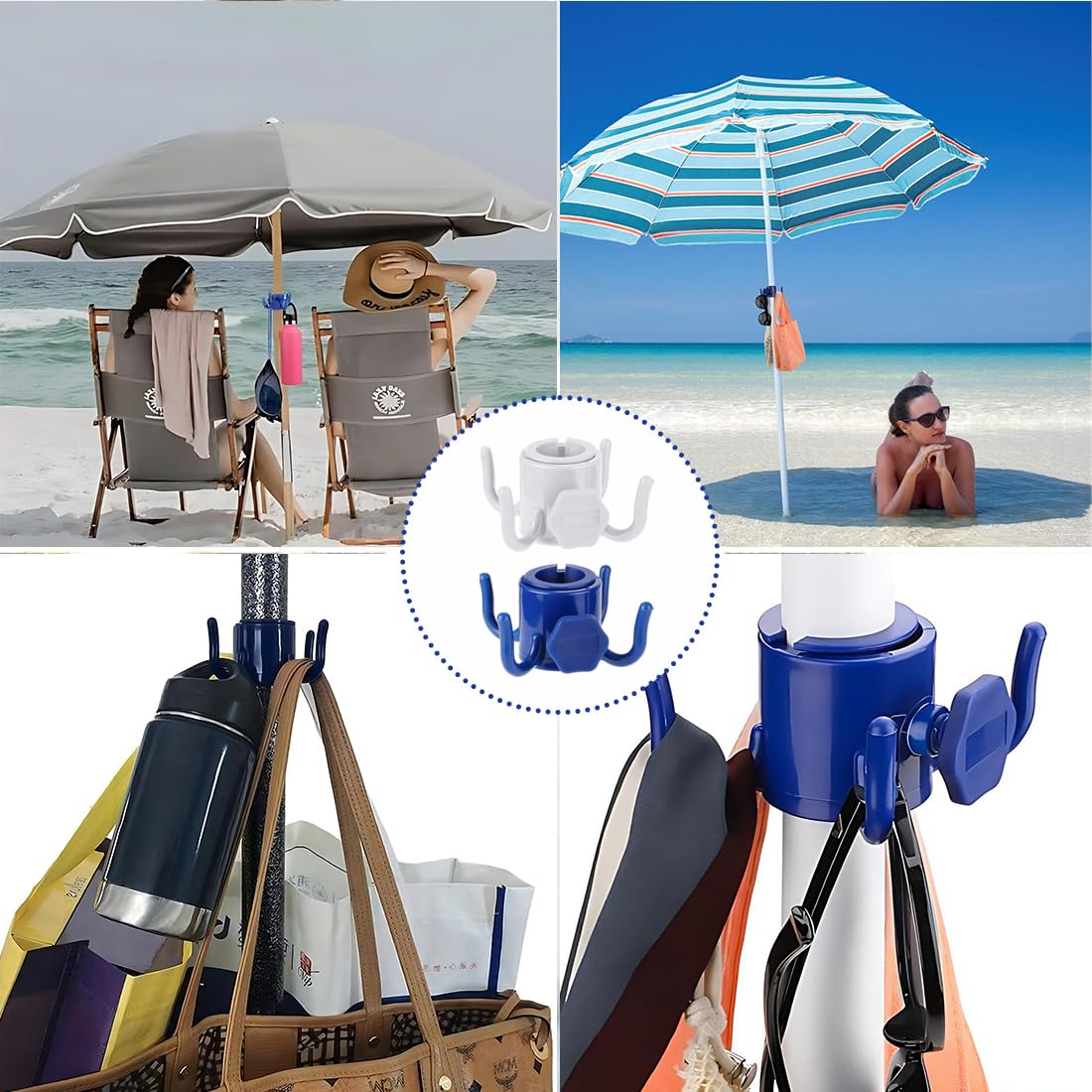 Gancho para Colgar de Sombrilla de Playa 2pcs Plástico 4-Pines