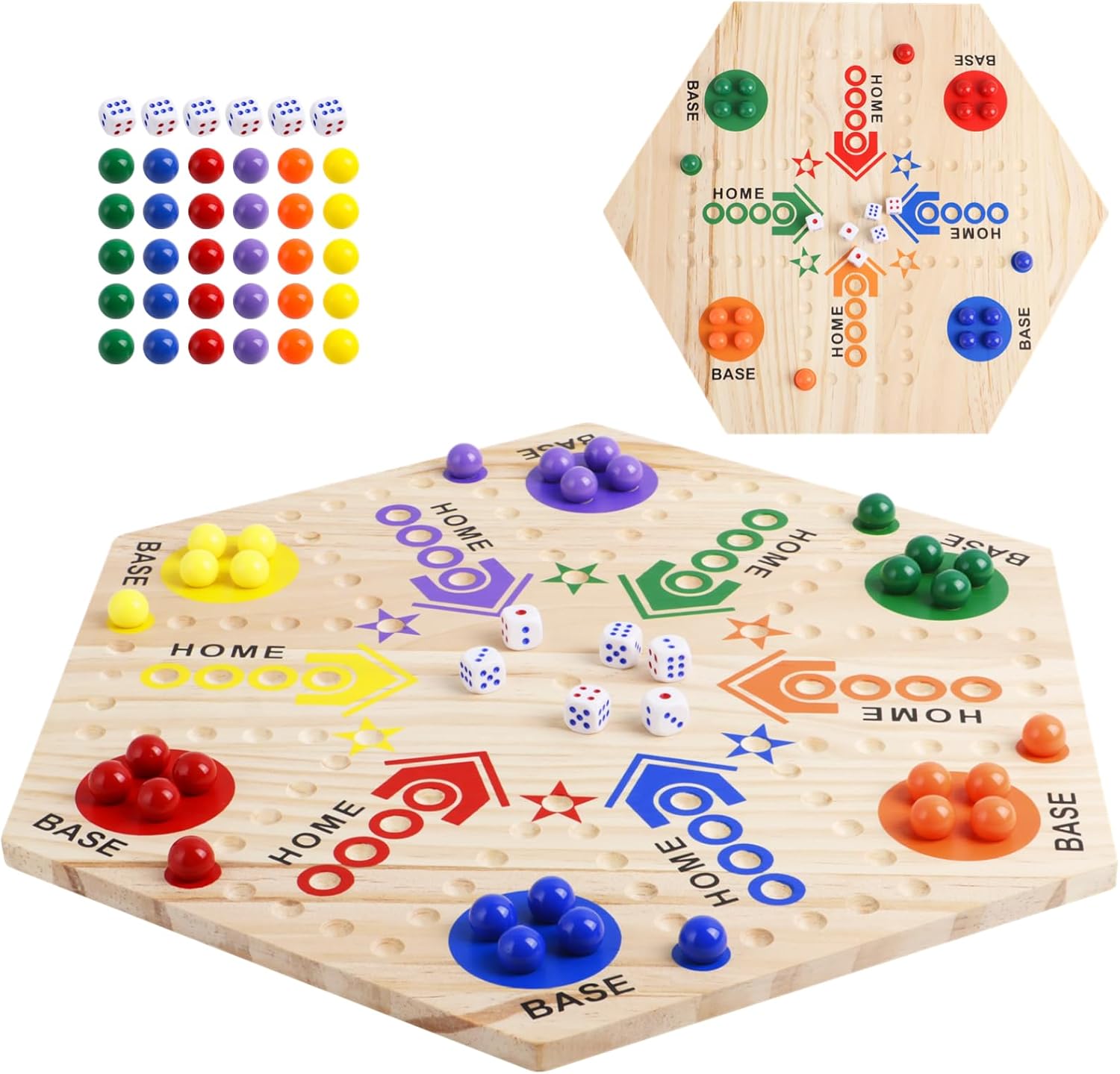 Marble Board Game, DoubleSided Wooden Board Game with 30
