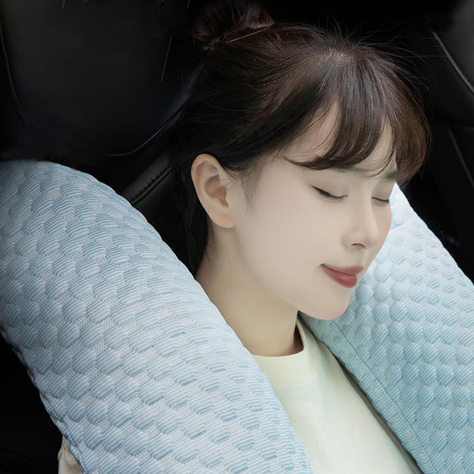 Cuscino Comfort da viaggio per veicoli, cuscino per collo e corpo in tessuto morbido, supporto a forma U, maniglie laterali, cuscino per dormire rilassante nel fine settimana Cuscino lato sedile