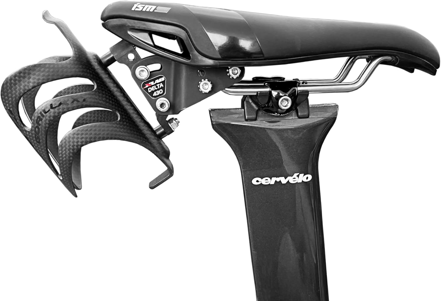 XLAB Delta 430 XT Single Bottle Rear Hydration System with 14 Pound Grip Carbon Cage for Triathlon and Road Bikes (Matte Black)