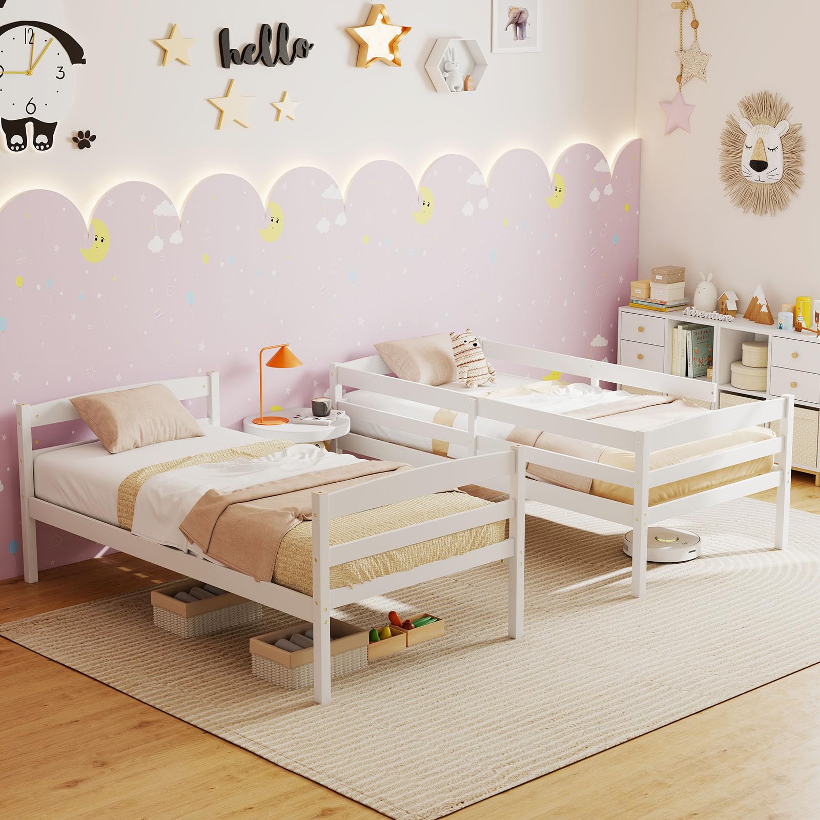 Twin Bed Giantex Twin Over Twin Bunk Bed With Storage - Solid Wood ...