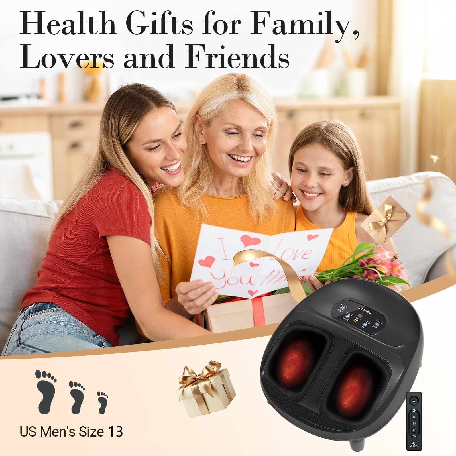 CuPiLo Masajeador de pies para fascitis plantar, masajeador Shiatsu de pies completo mejorado elegible para FSA HSA, configuraciones de varios niveles con control remoto, masajeador de pies para neu