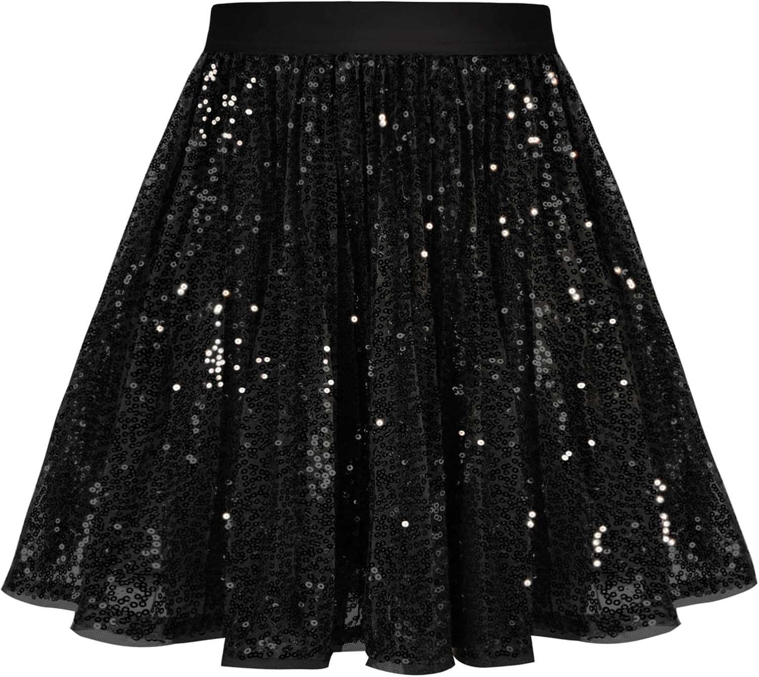 GRACE KARIN Girls Sequin Skirt Elastic Waist Sparkle Pleated Skirt for Party 5-14Y