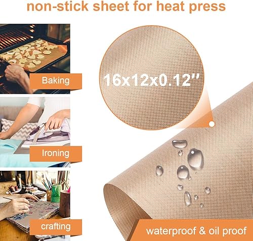 Miniatura 3 de Adecco LLC - Hoja para prensa de calor, paquete de 3 forros antiadherentes para horno, resistente al calor para manualidades (16 x 12 pulgadas)