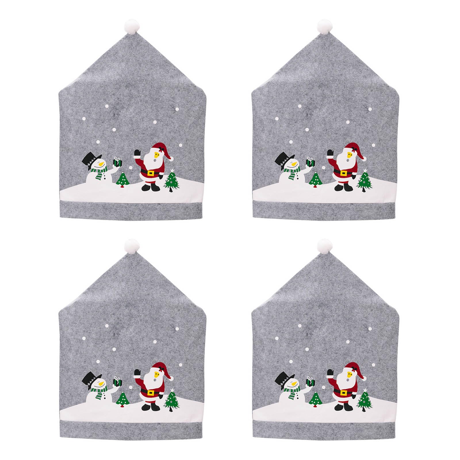 Kalttoy Chair Back Cover Christmas Kitchen Chair Slipcovers in Gray Santa Hat Shape for Holiday Decoration Covers 1/4 / 6PCS Flannel Protectors