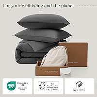 Vista 6 de Funda de edredón de algodón Tencel de doble puntada, funda de edredón tamaño King, juego de ropa de cama lujoso y suave de eucalipto lyocell